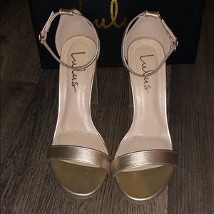 Gold Evening Chunky Heels